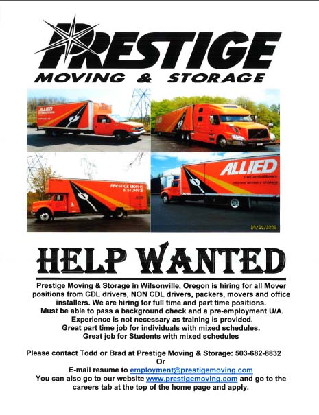 Moving and storage job openings