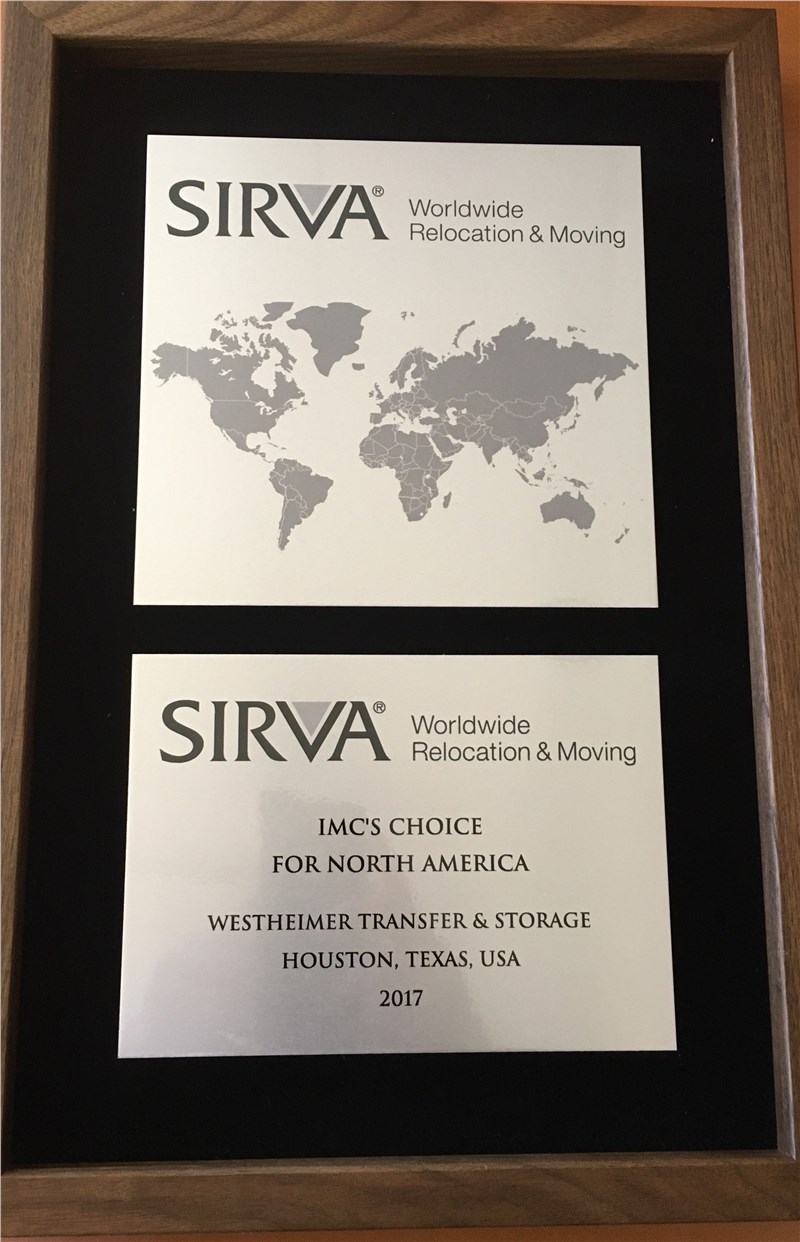 Sirva Relocation names Westheimer Transfer top agent in North America